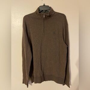 Mens Polo Ralph Lauren Performance 1/4 Zip Mock Neck Size L Cotton Blend Brown